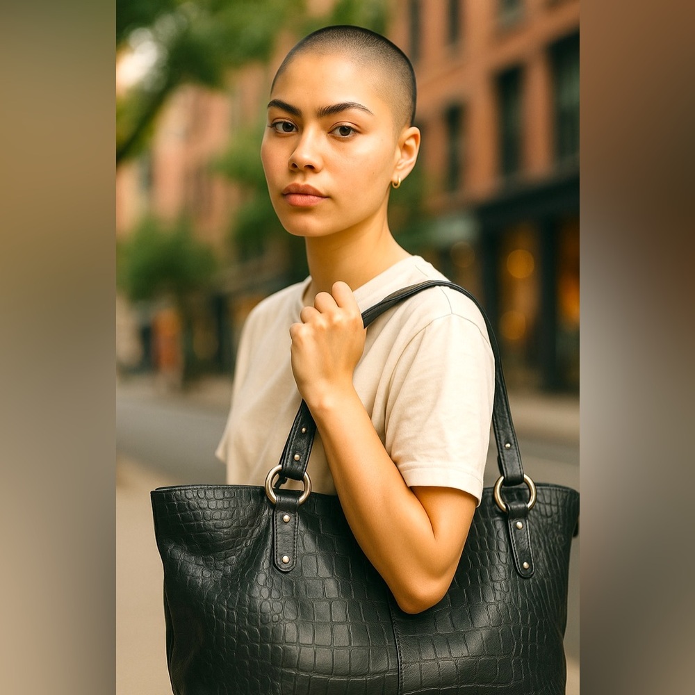 Michael Rome Vibrant black Leather shoulder bag